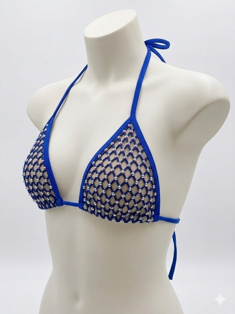Candyland Rhinestone Net Bikini Top Cobalt Size S/M Y2K Mermaidcore Festival